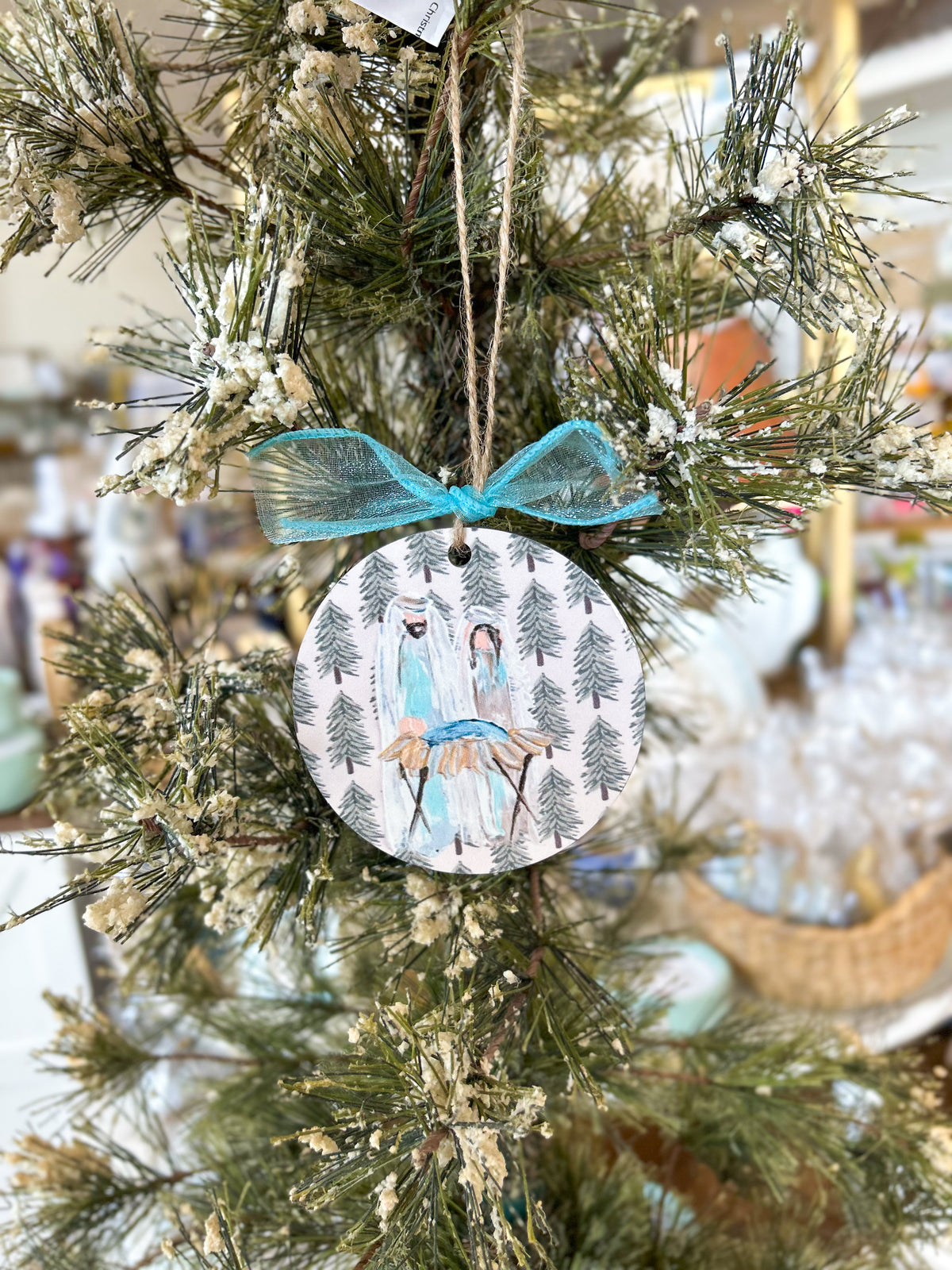 Christmas Tree Nativity Circle Ornament