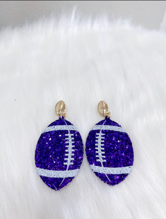 Purple Football Glitz Earrings