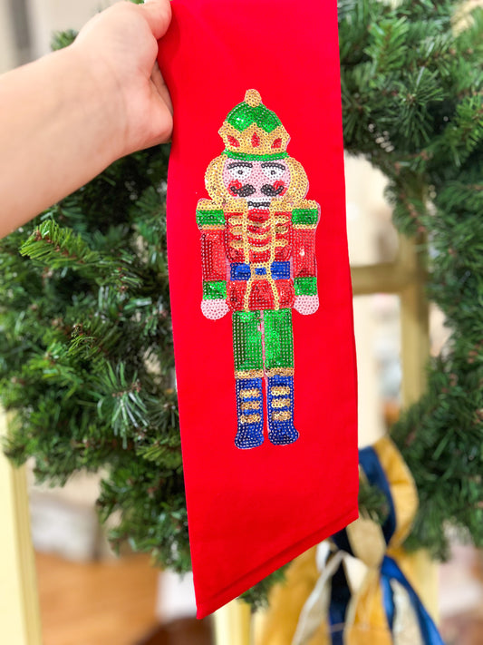 Red Wreath Sash- Sequin Nutcracker