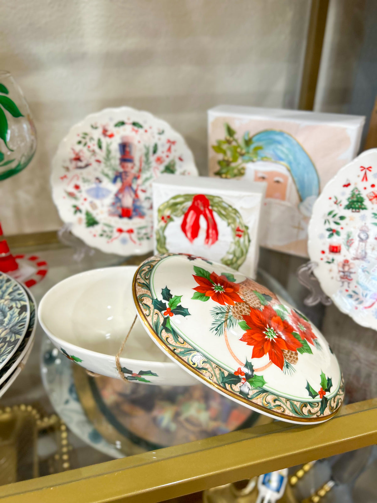 Mikasa Christmas Poinsettia | Vintage Covered Serving Dish