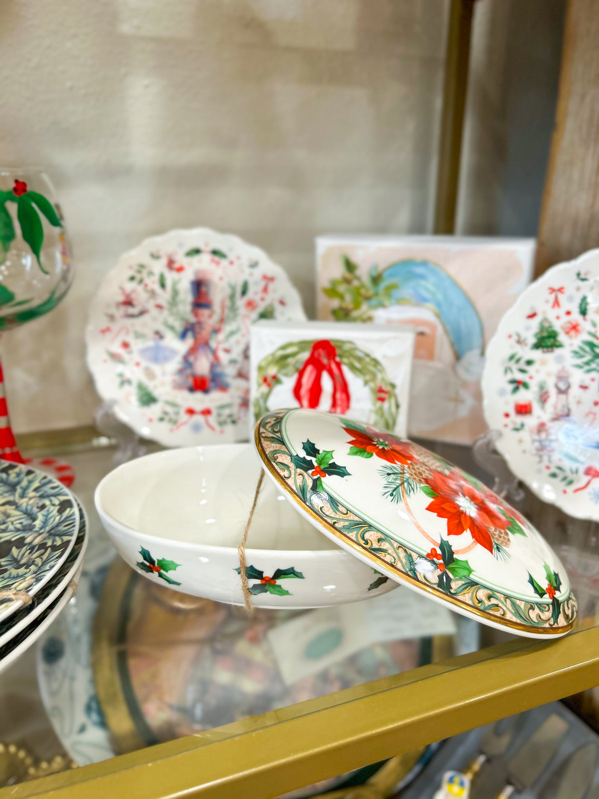 Mikasa Christmas Poinsettia | Vintage Covered Serving Dish