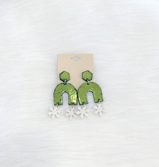 Green Arches and Snowflakes Earrings