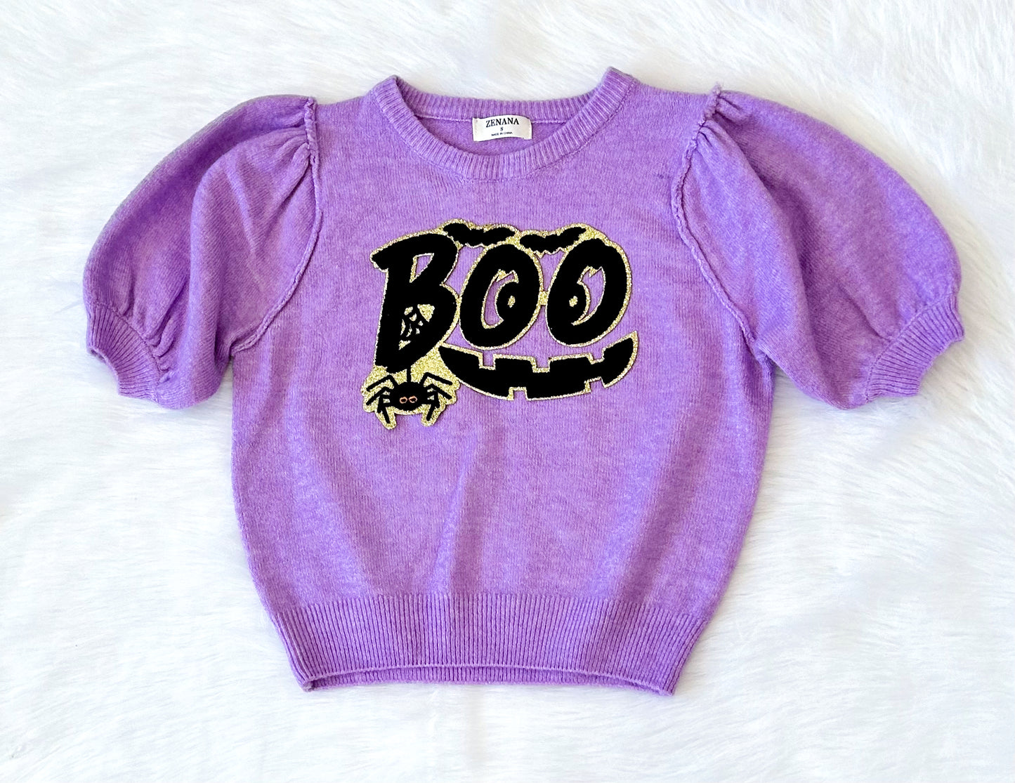 Boo/Bad Witch Purple Puff Sleeve