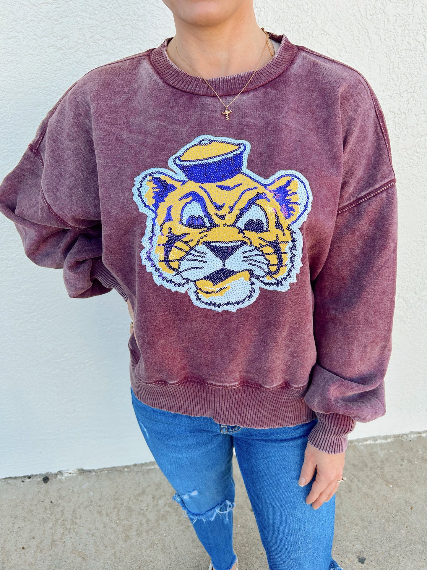 Plum Old School Tiger Sweatshirt