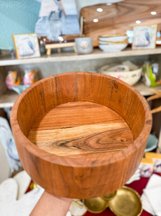 Wooden Serving Bowl 11x11x4"