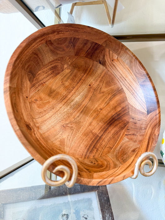 Large Wood Serving Bowl 14x14x3.5
