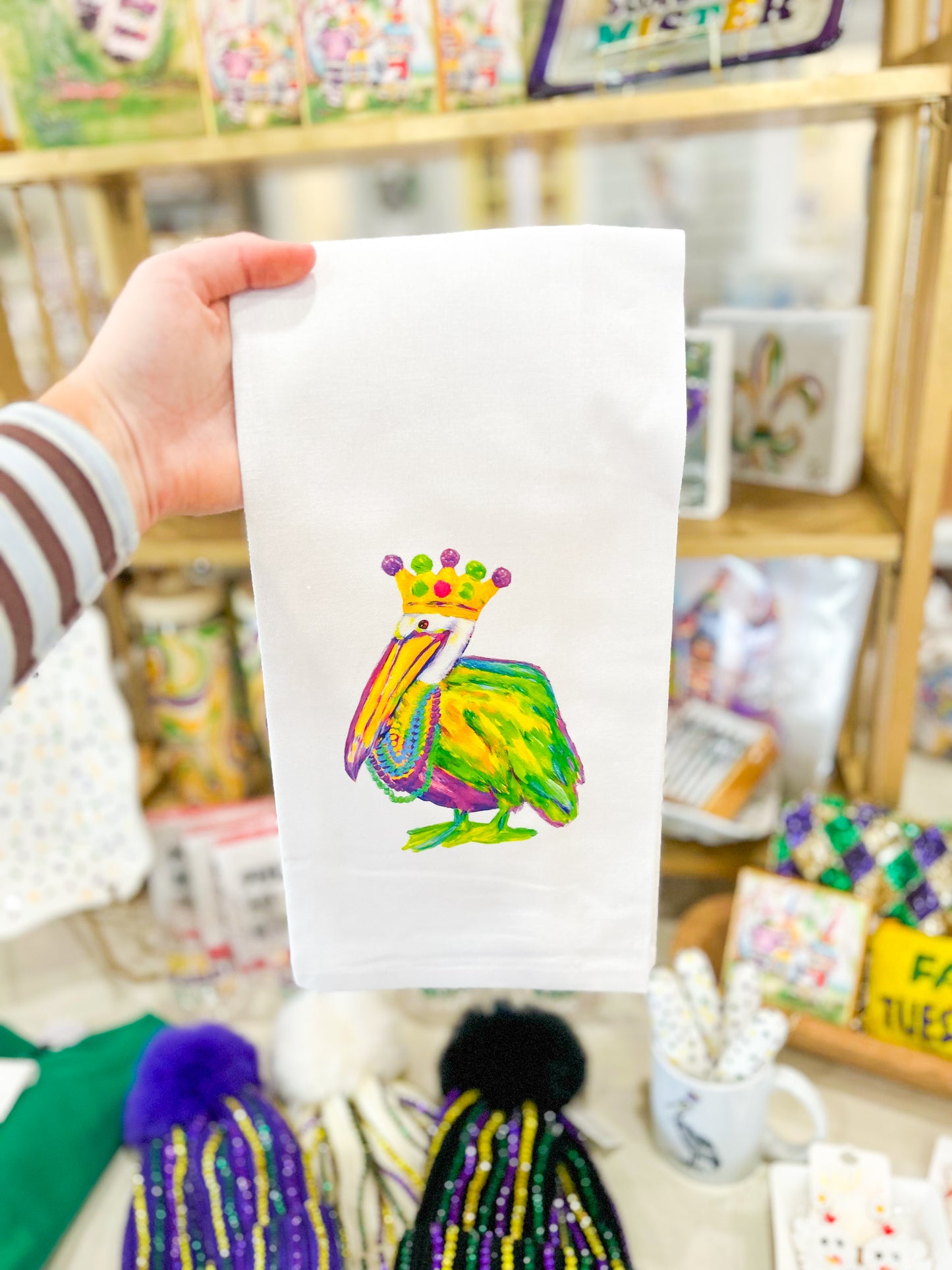 Captain of the Krewe Pelican Hand Towel