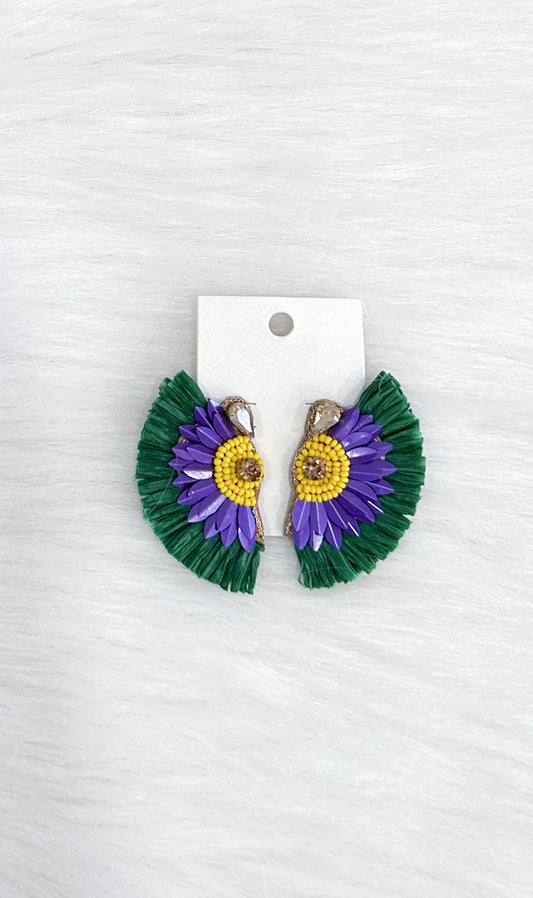 Mardi Gras Fan Earrings