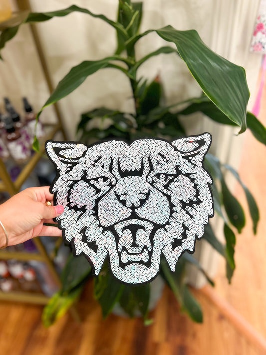 Patch-Bobcat/Bearcat Large White Sequin
