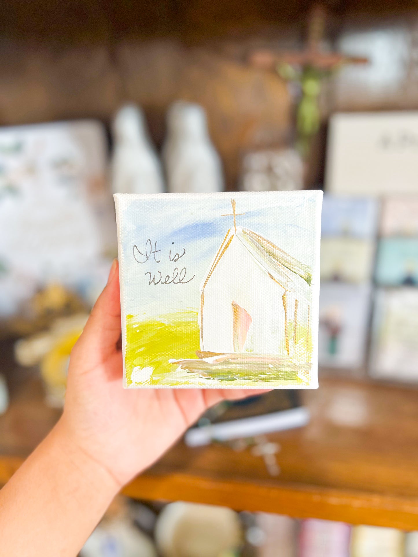 4x4 It Is Well White Chapel Canvas Art
