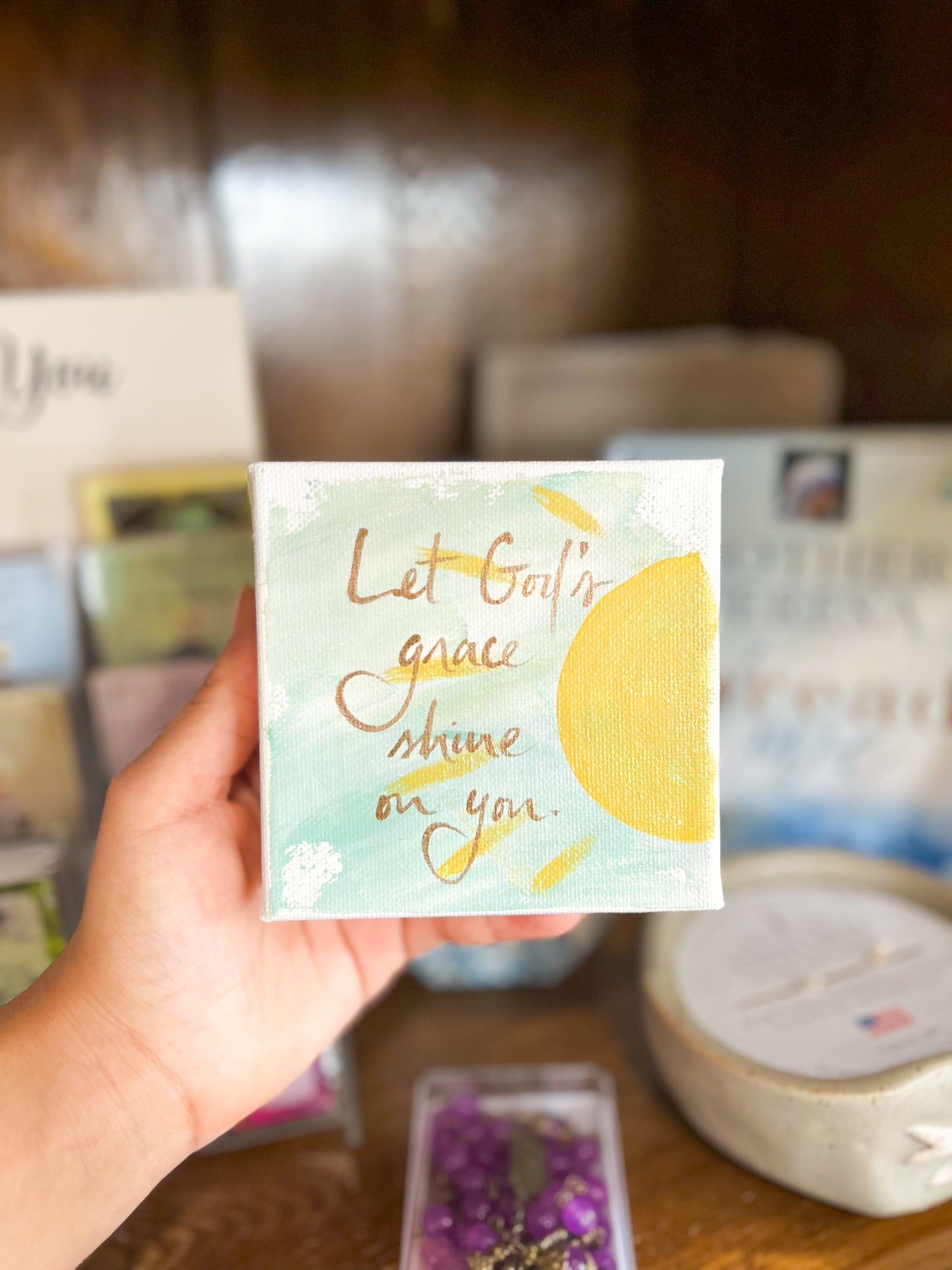 4x4 Let God's Grace Shine on You Sun Canvas Art
