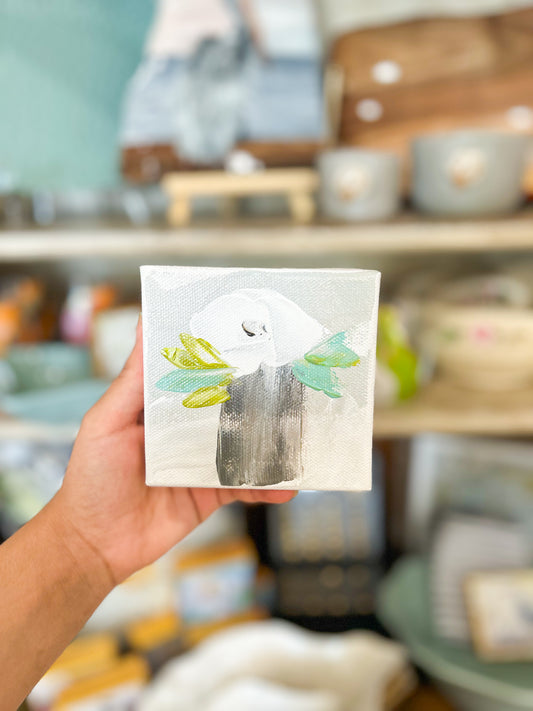 4x4 White Flower with Gray Vase Canvas Art