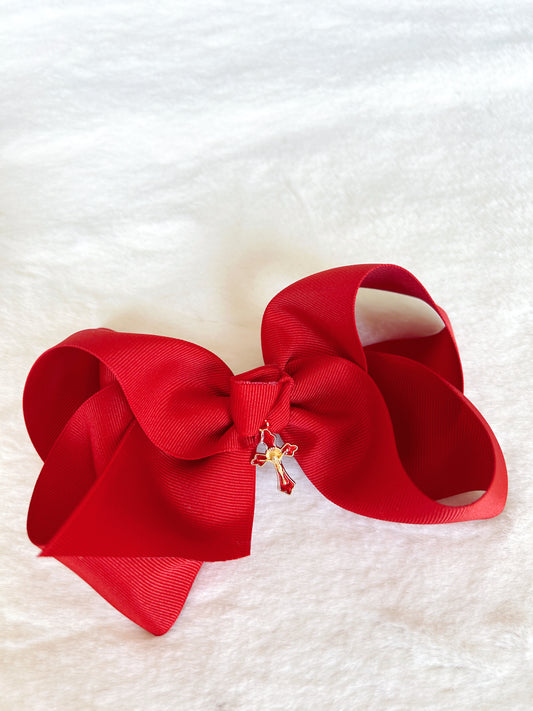 Rose Red Classic Bow with Charm