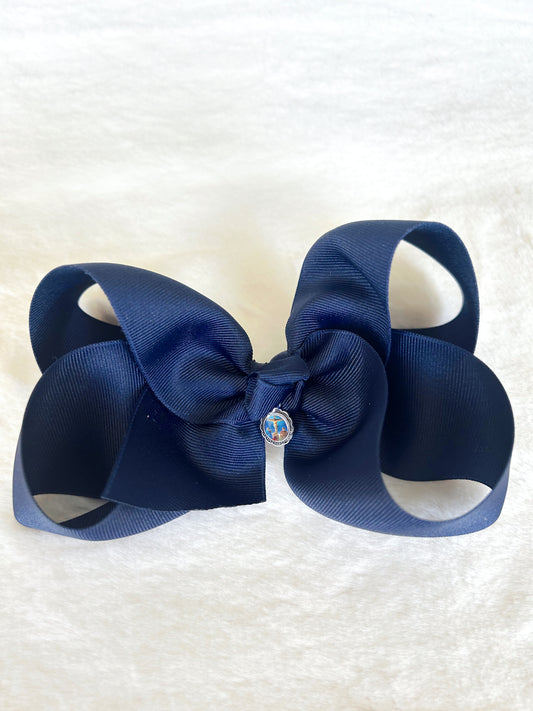 Rose Navy Classic Bow with Charm