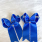 Maria Royal Blue Hanging Moonstich Bow with White Trim and Charm