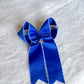 Maria Royal Blue Hanging Moonstich Bow with White Trim and Charm