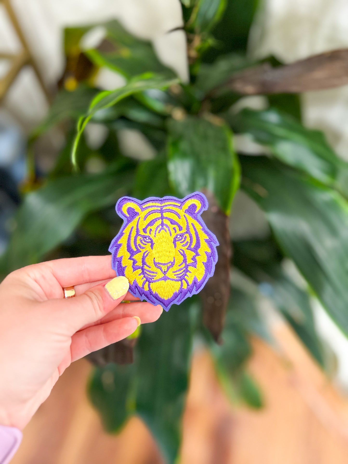 Patch- Small Purple/Gold Tiger Face