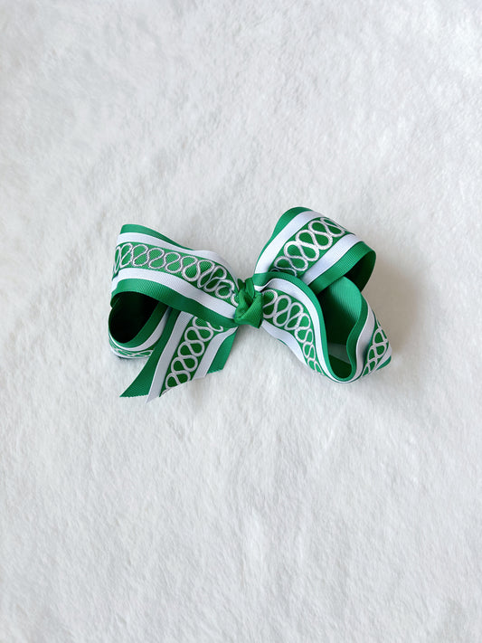 Rose Classic Style Green & White Bow