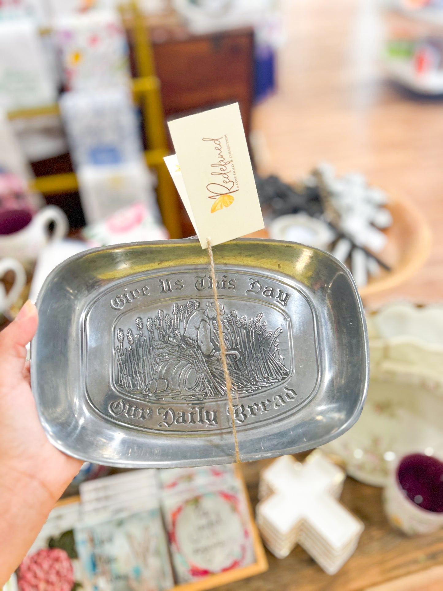 Give Us This Day Pewter Bread Tray