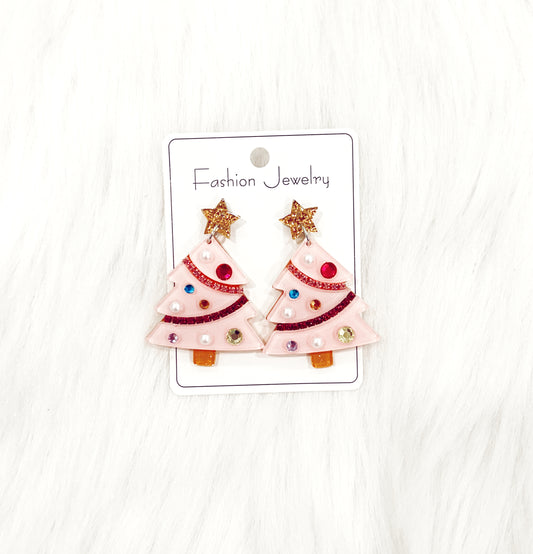 Acrylic Christmas Tree Earrings