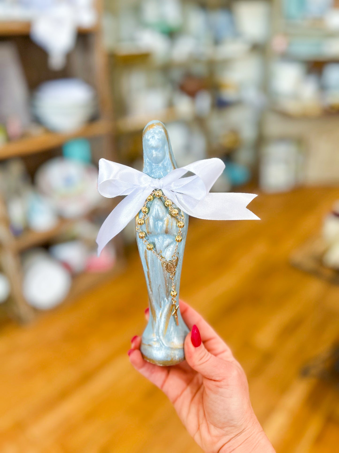 8" Morning Sky Mother Mary Statue- Gold