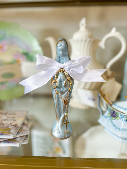 8" Morning Sky Mother Mary Statue- Gold