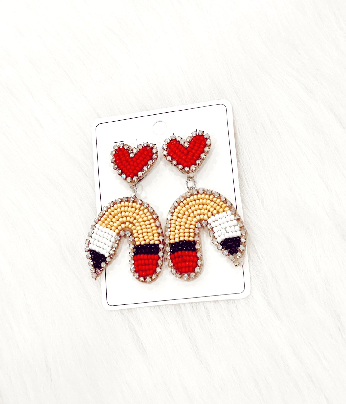 Beaded Heart/Pencil Earrings