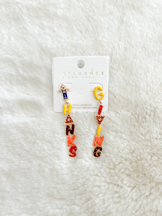 Fun Thanksgiving Letter Earrings