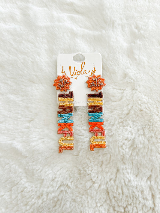 Beaded Thankful Thanksgiving Earrings