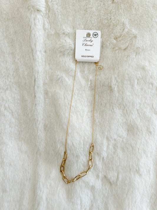 Sage Gold Paperclip Chain Necklace