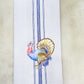 Thanksgiving Turkey Blue Striped Hand Towel