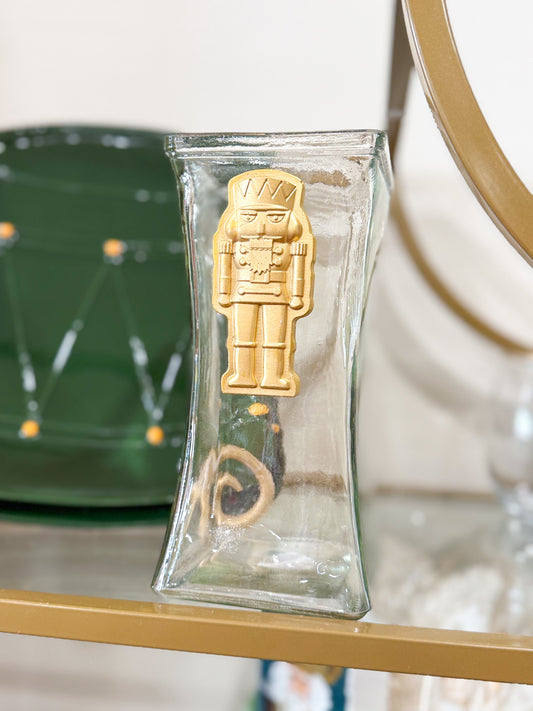 Felix Nutcracker  9" Clear Glass Vase