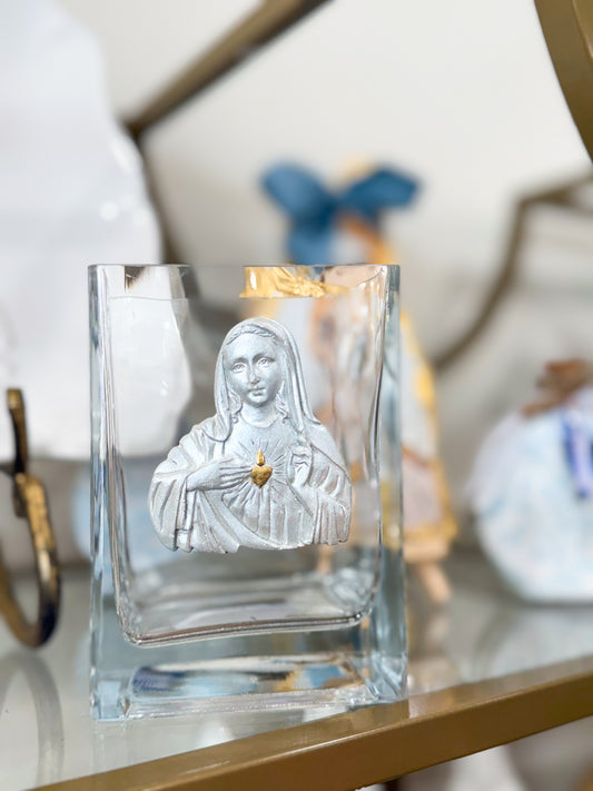 Immaculate Heart of Mary | Silhouette 5.5" Clear Glass Vase