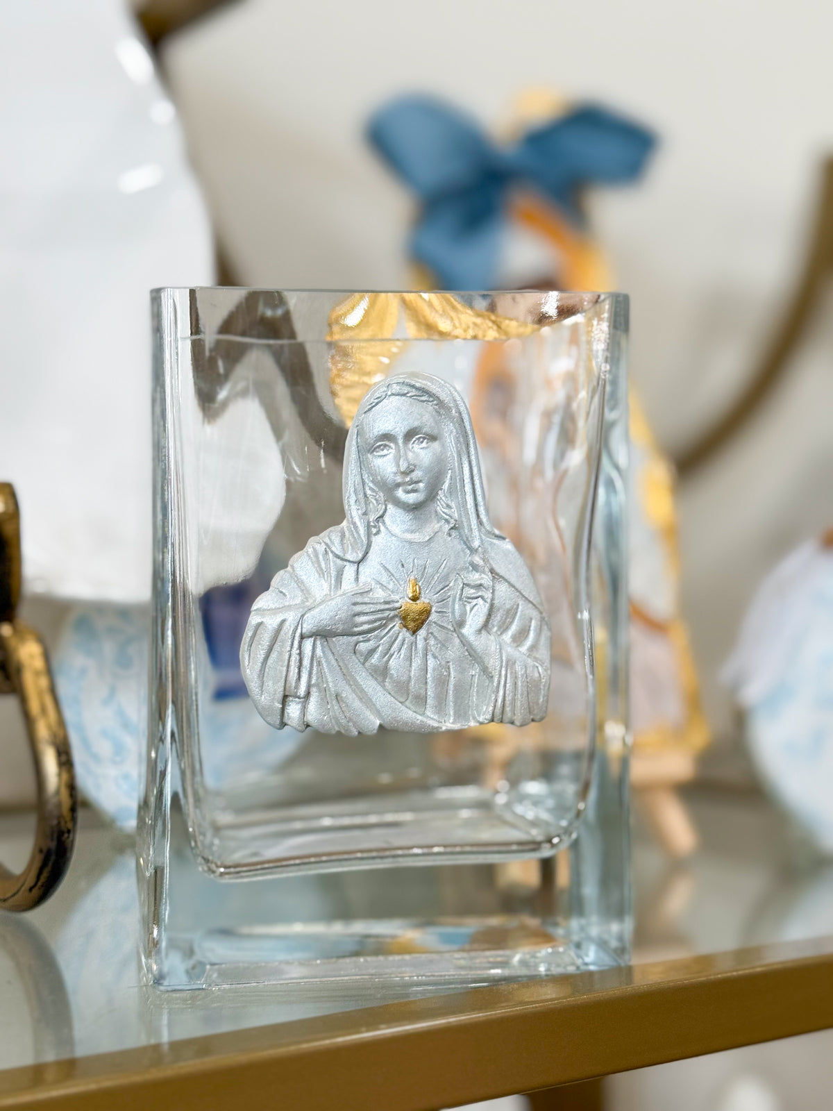 Immaculate Heart of Mary | Silhouette 5.5" Clear Glass Vase