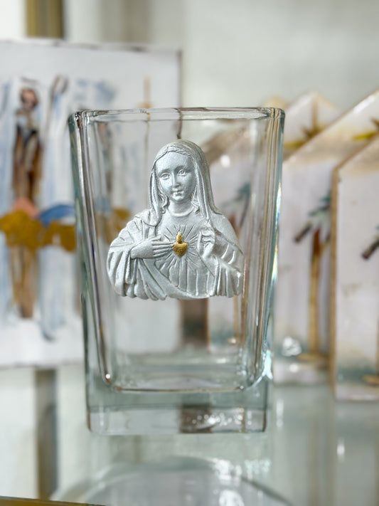 Immaculate Heart of Mary | Silhouette 6" Clear Glass Vase