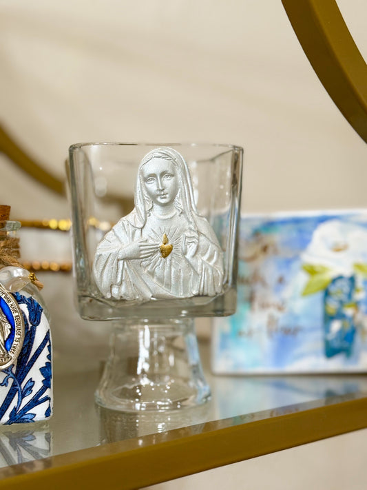 Immaculate Heart of Mary | Silhouette 5" Clear Glass Vase