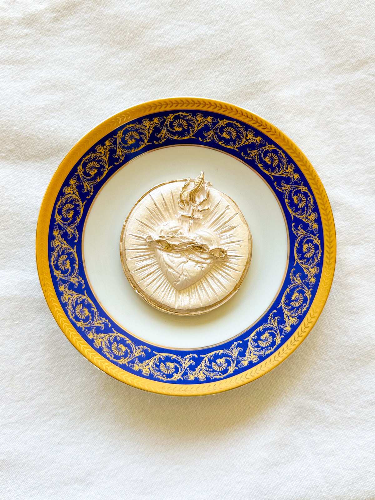 Sacred Heart of Faith Cobalt Blue Plate