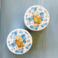 Prayer Hands Silhouette Blue Floral Ring Dish
