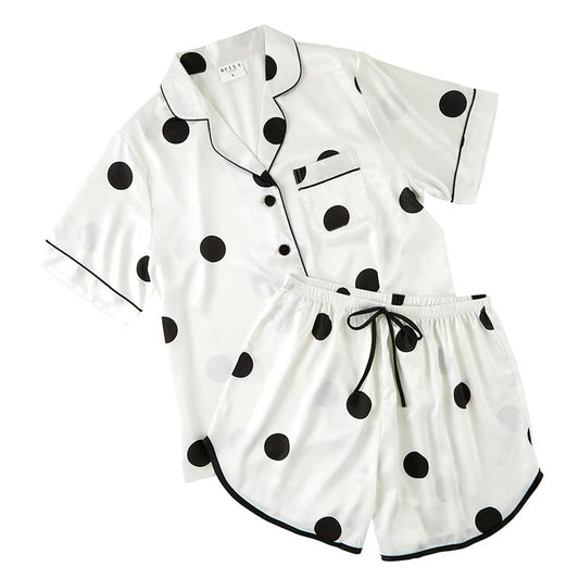 Ivory Polka Dot Satin 2pc PJ Set