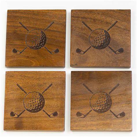 Golf Etched Wood Coasters