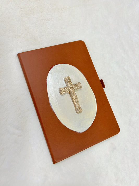 Caramel Journal with Champagne Cross