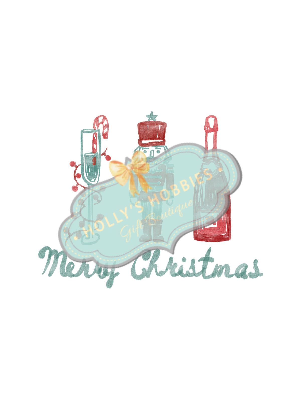Transfer-Merry Christmas Champagne with Nutcracker