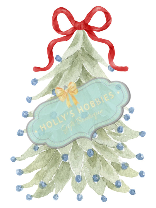 Transfer- A Blue Christmas Red Bow Christmas Tree