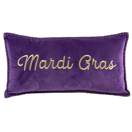 Royal Mardi Gras Lumbar Pillow Purple and Gold