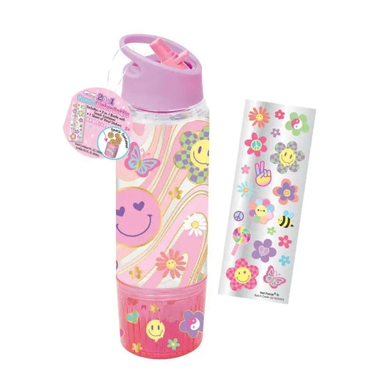 2 in 1 Snack Water Bottle, Groovy Flower