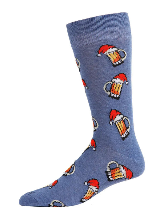 Men's Santa Beer Mugs Crew Socks