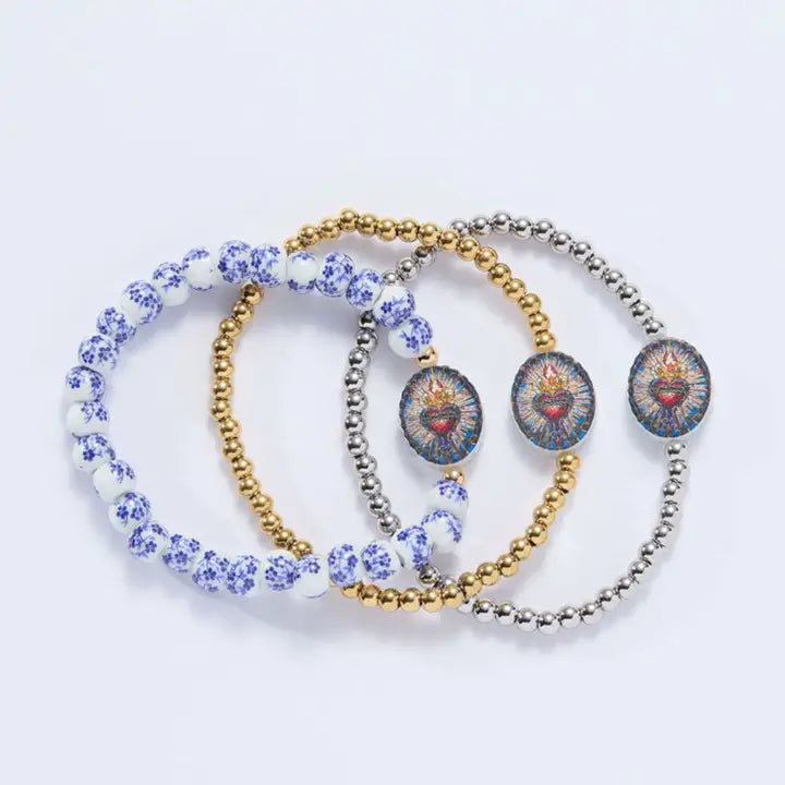 Holy Water Sacred Heart Bracelet- Waterproof Gold