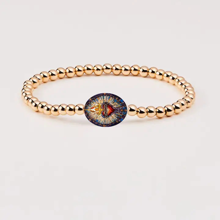 Holy Water Sacred Heart Bracelet- Waterproof Gold