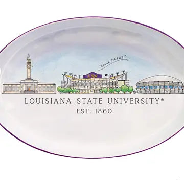 LSU Skyline Oval Tray