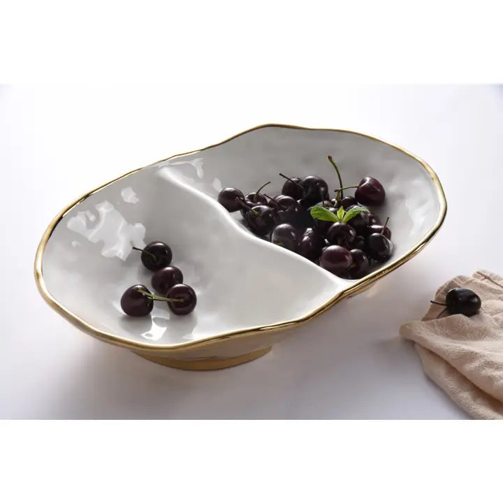 Two Section White & Gold Bowl